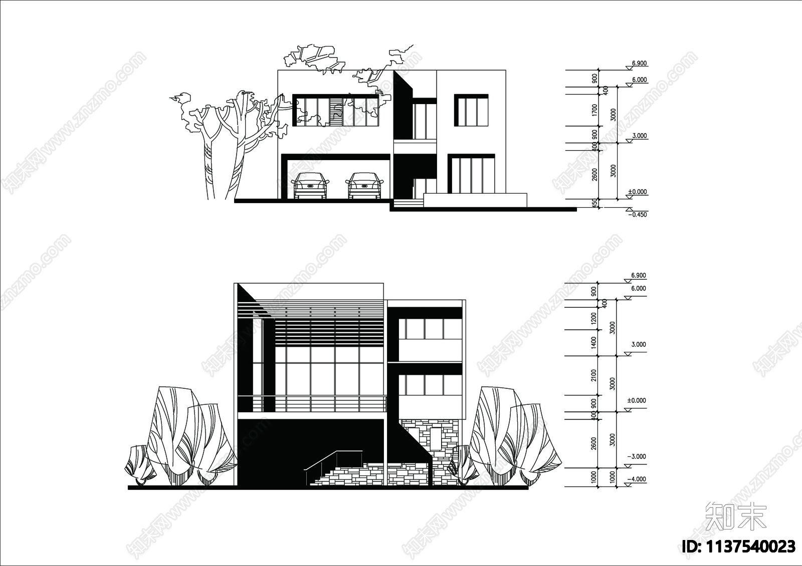 别墅建筑cad施工图下载【ID:1137540023】