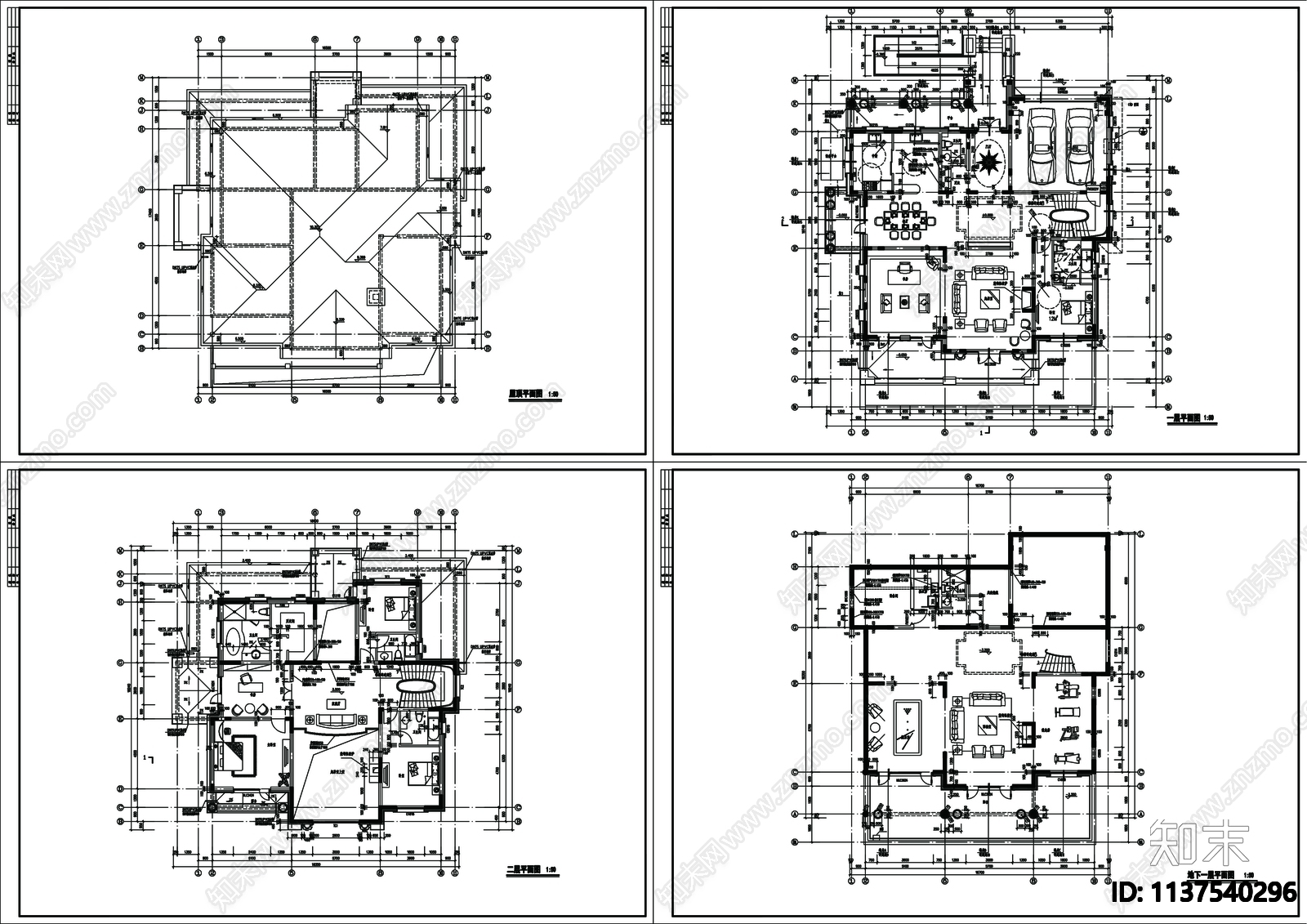 别墅建筑cad施工图下载【ID:1137540296】