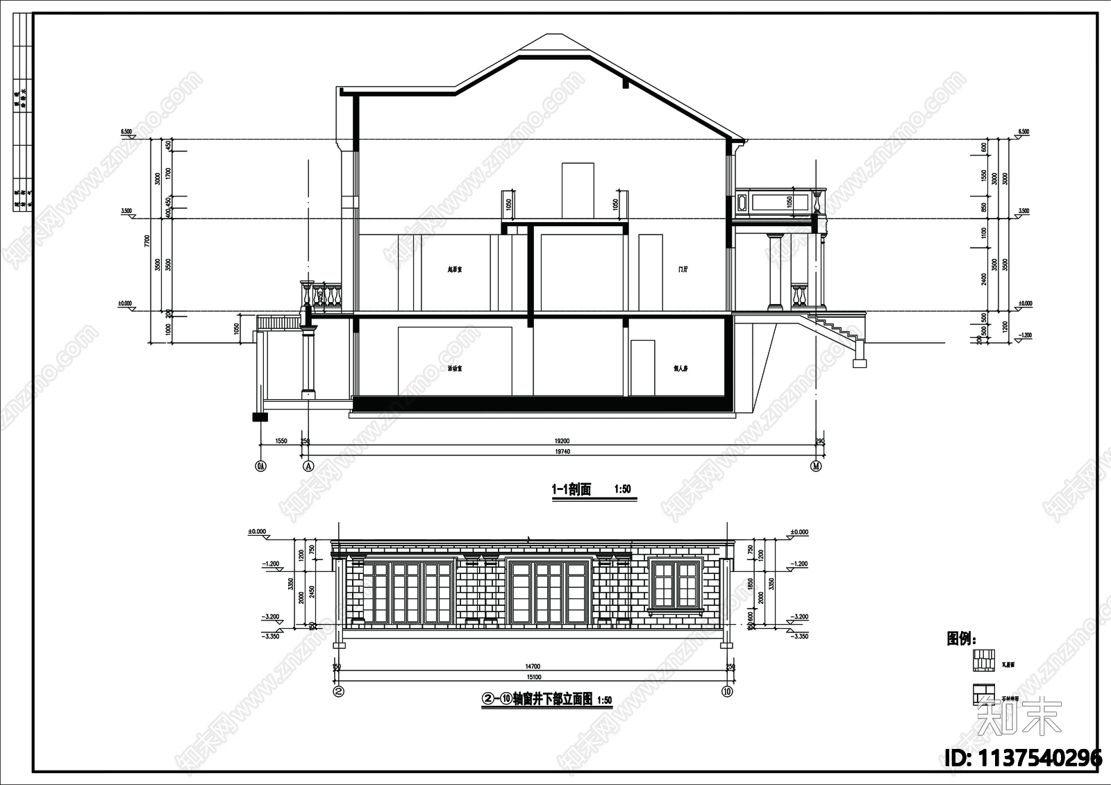 别墅建筑cad施工图下载【ID:1137540296】