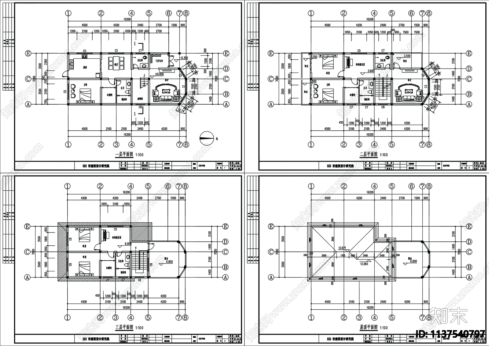 别墅建筑cad施工图下载【ID:1137540797】