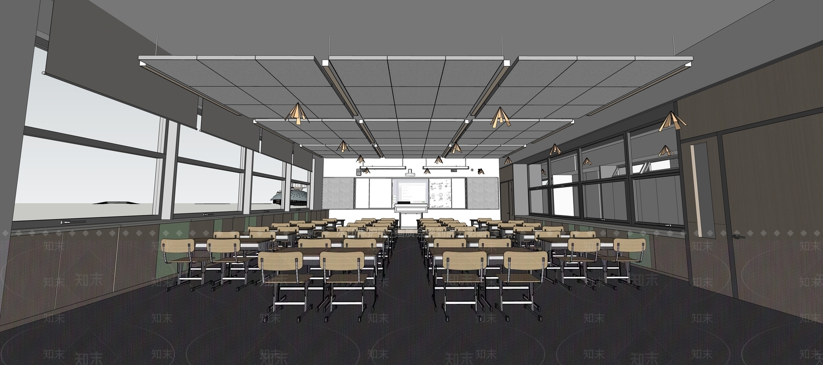 现代学校教室SU模型下载【ID:1137543170】