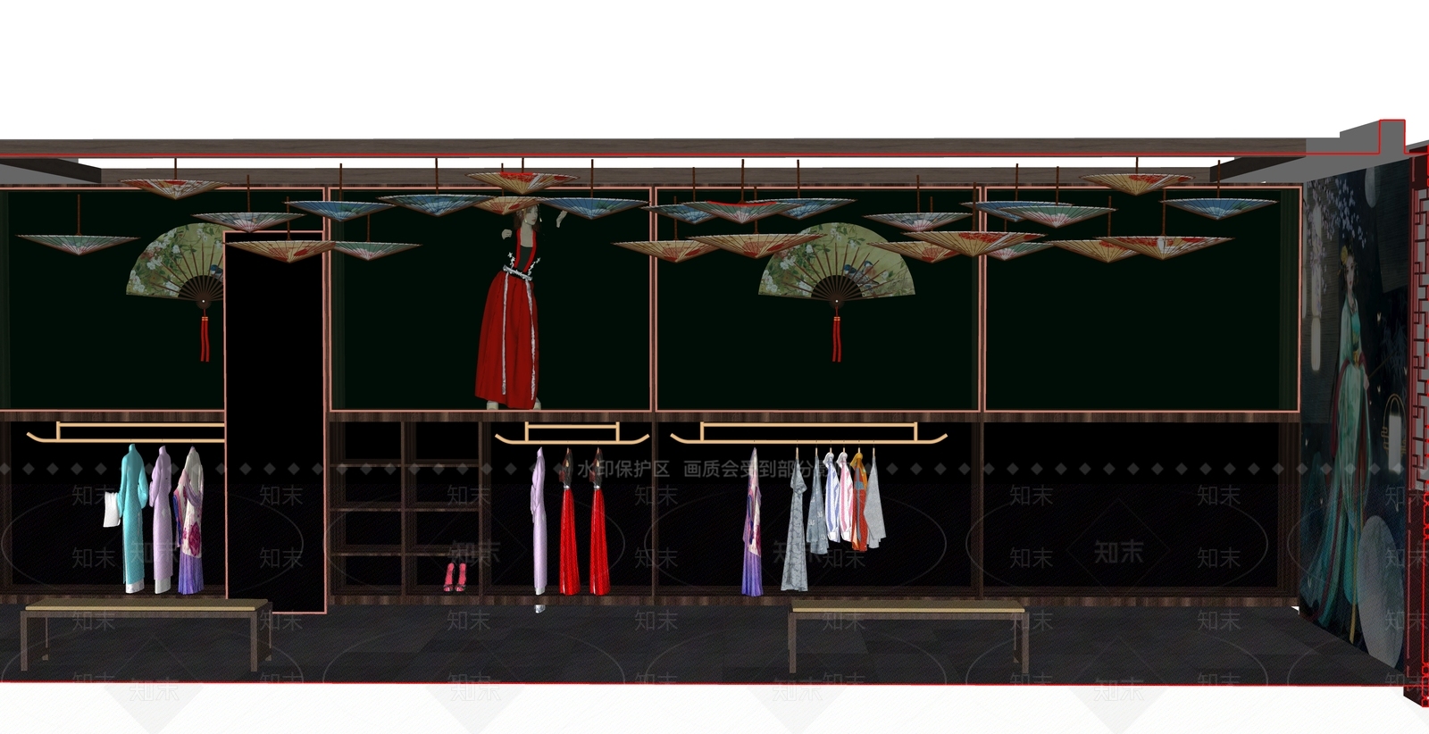 新中式汉服体验店SU模型下载【ID:1137548695】