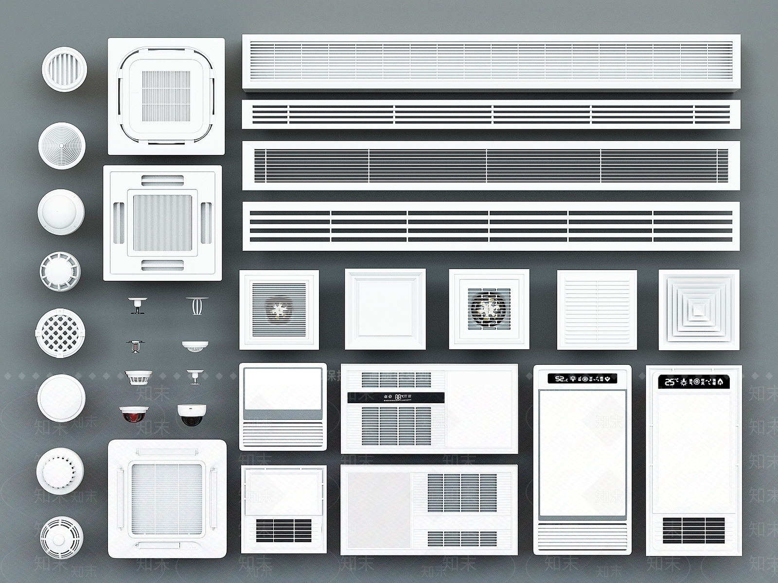 中央空调风管机铝合金百叶出风口SU模型下载【ID:1137549490】