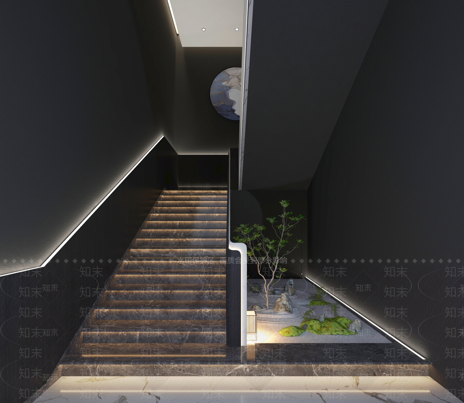 现代楼梯间景观SU模型下载【ID:1137549774】