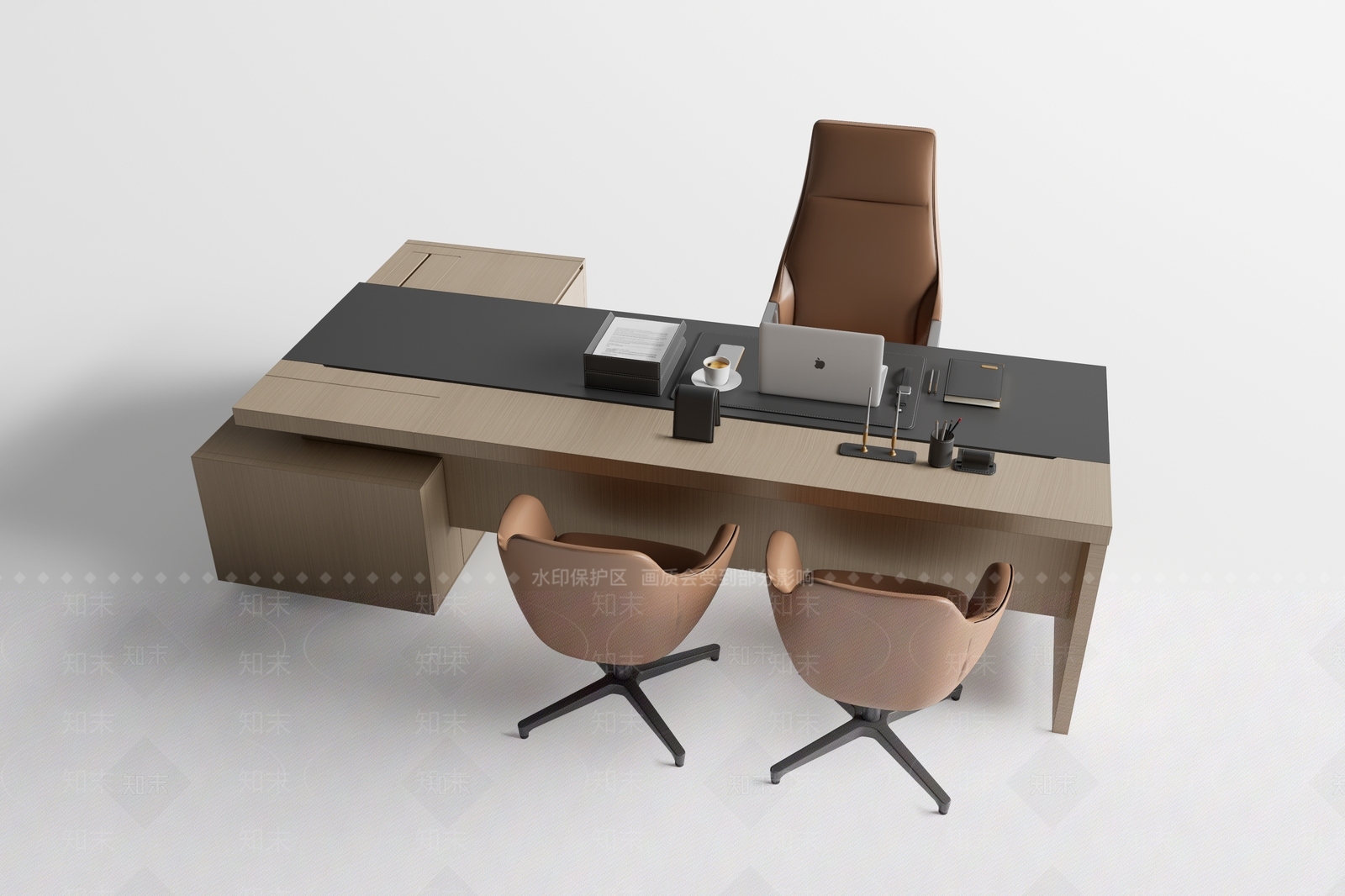 现代办公桌椅组合3D模型下载【ID:1137551020】