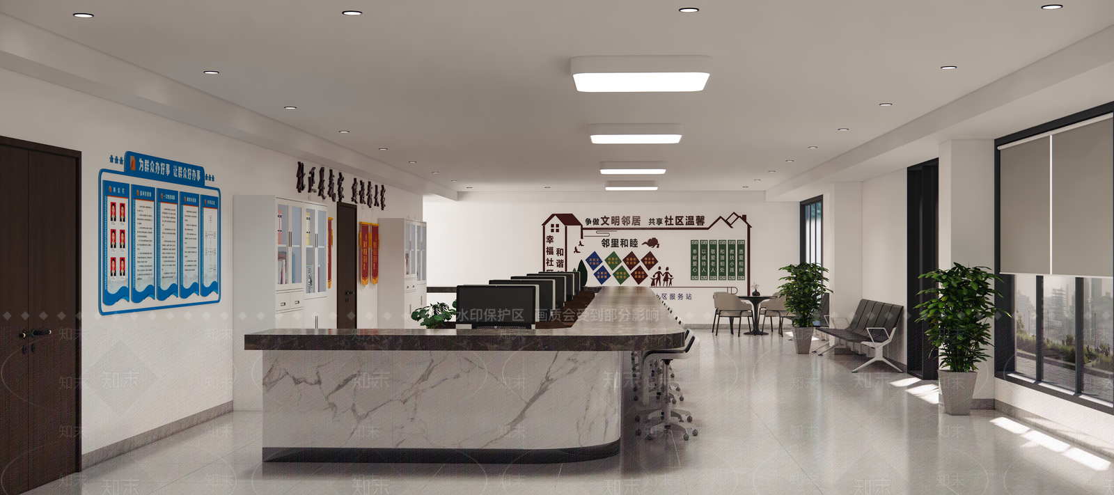 现代社区办事大厅SU模型下载【ID:1137553181】