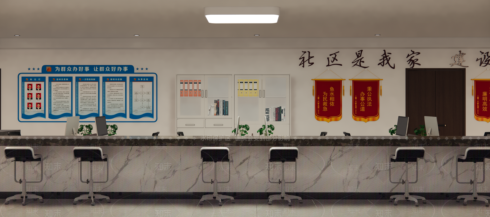 现代社区办事大厅SU模型下载【ID:1137553181】