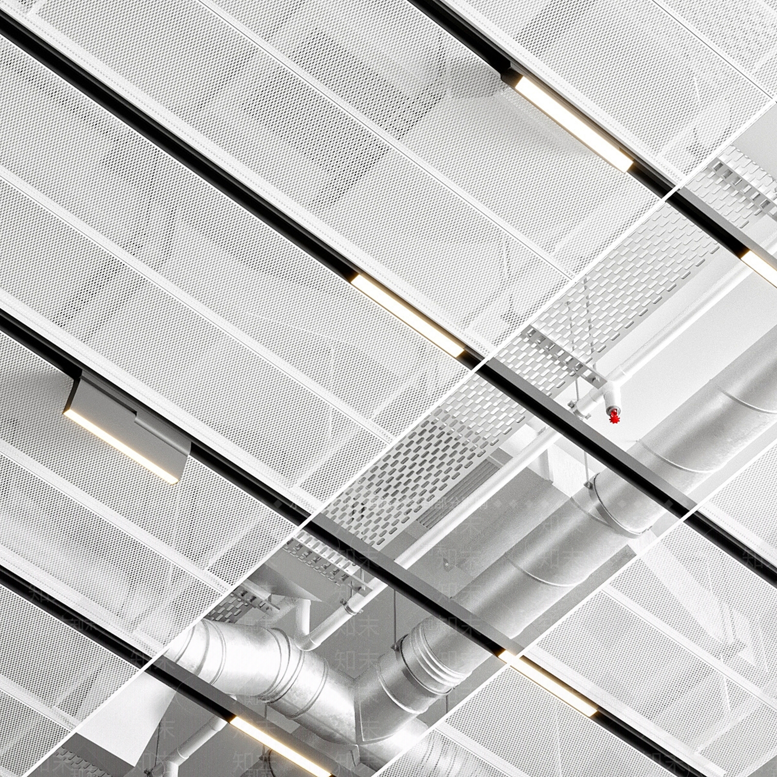 现代天花管道筒灯射灯SU模型下载【ID:1137553478】