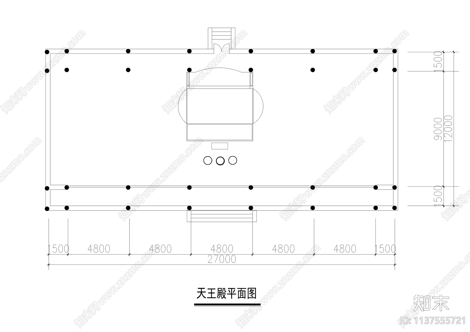 寺庙天王殿建筑详图cad施工图下载【ID:1137555721】