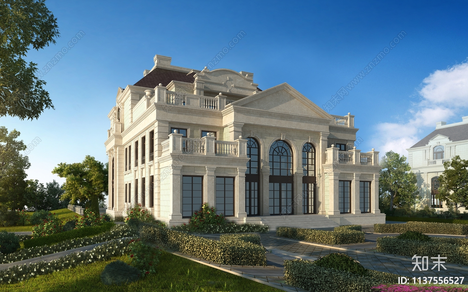 欧式多层办公建筑效果图施工图下载【ID:1137556527】