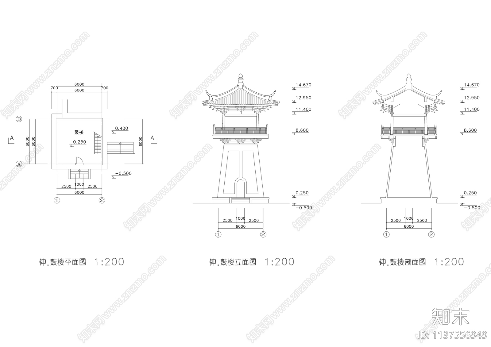 古建寺庙详图cad施工图下载【ID:1137556949】