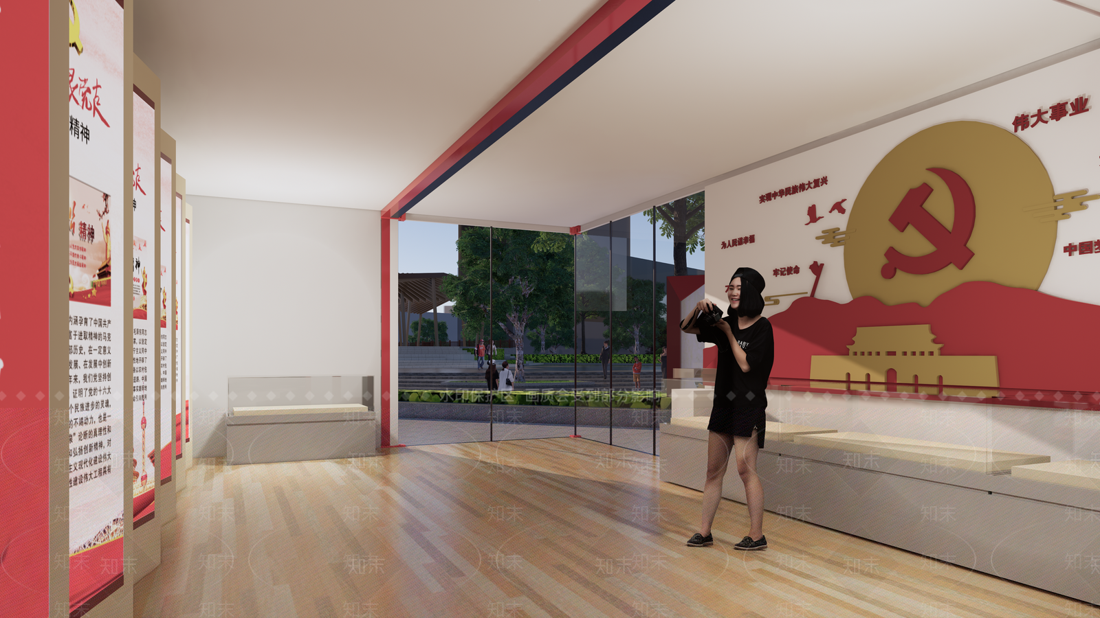 现代党建展厅SU模型下载【ID:1137558977】