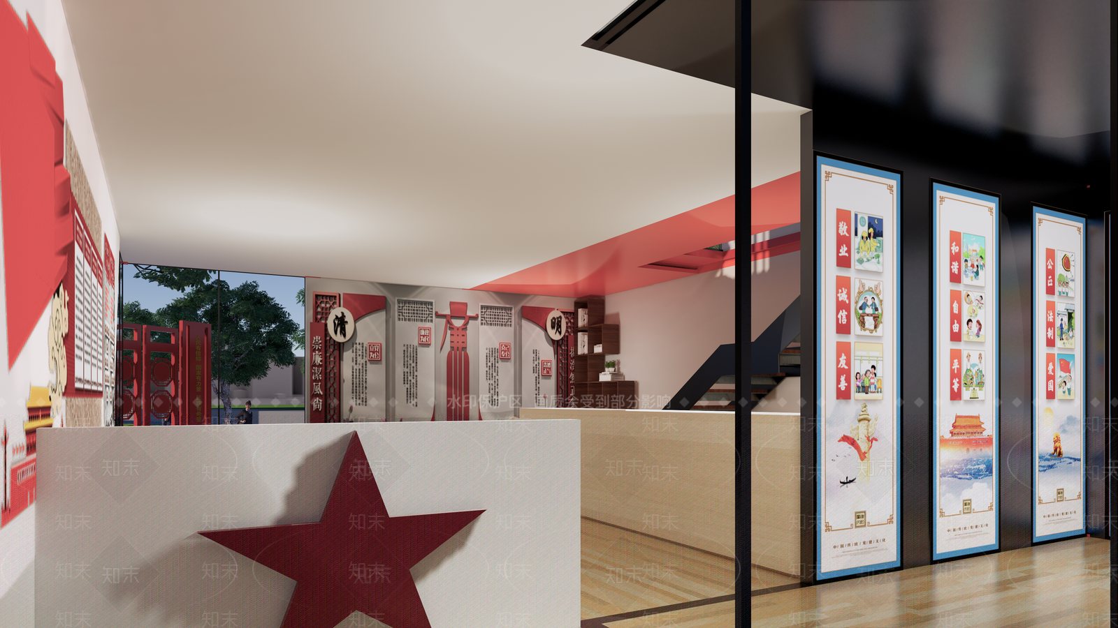 现代党建展厅SU模型下载【ID:1137558977】