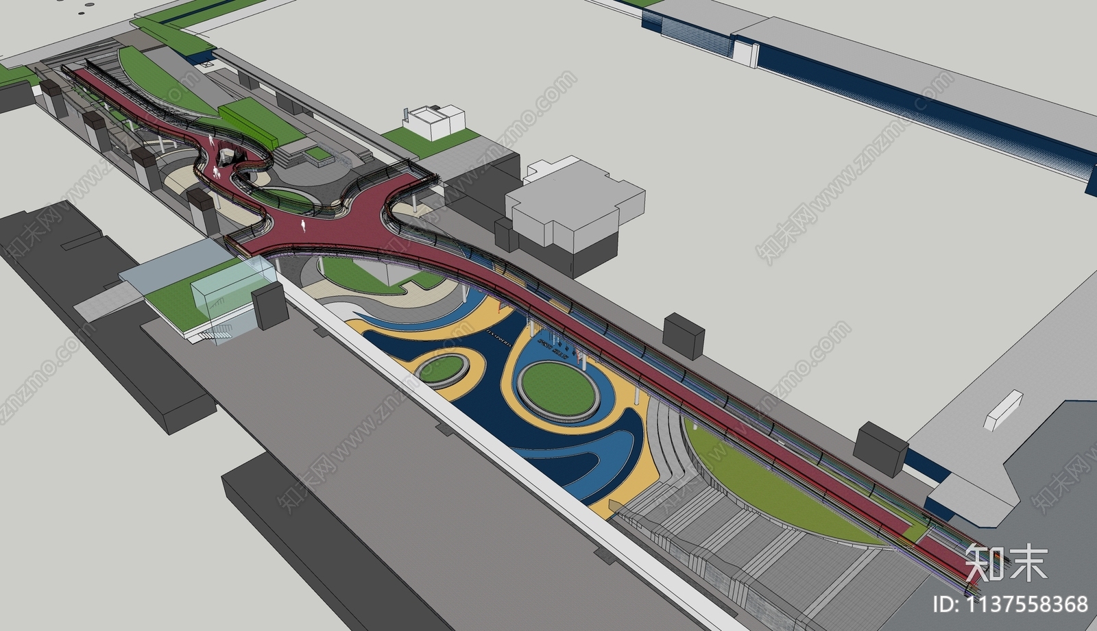 现代人行天桥SU模型下载【ID:1137558368】