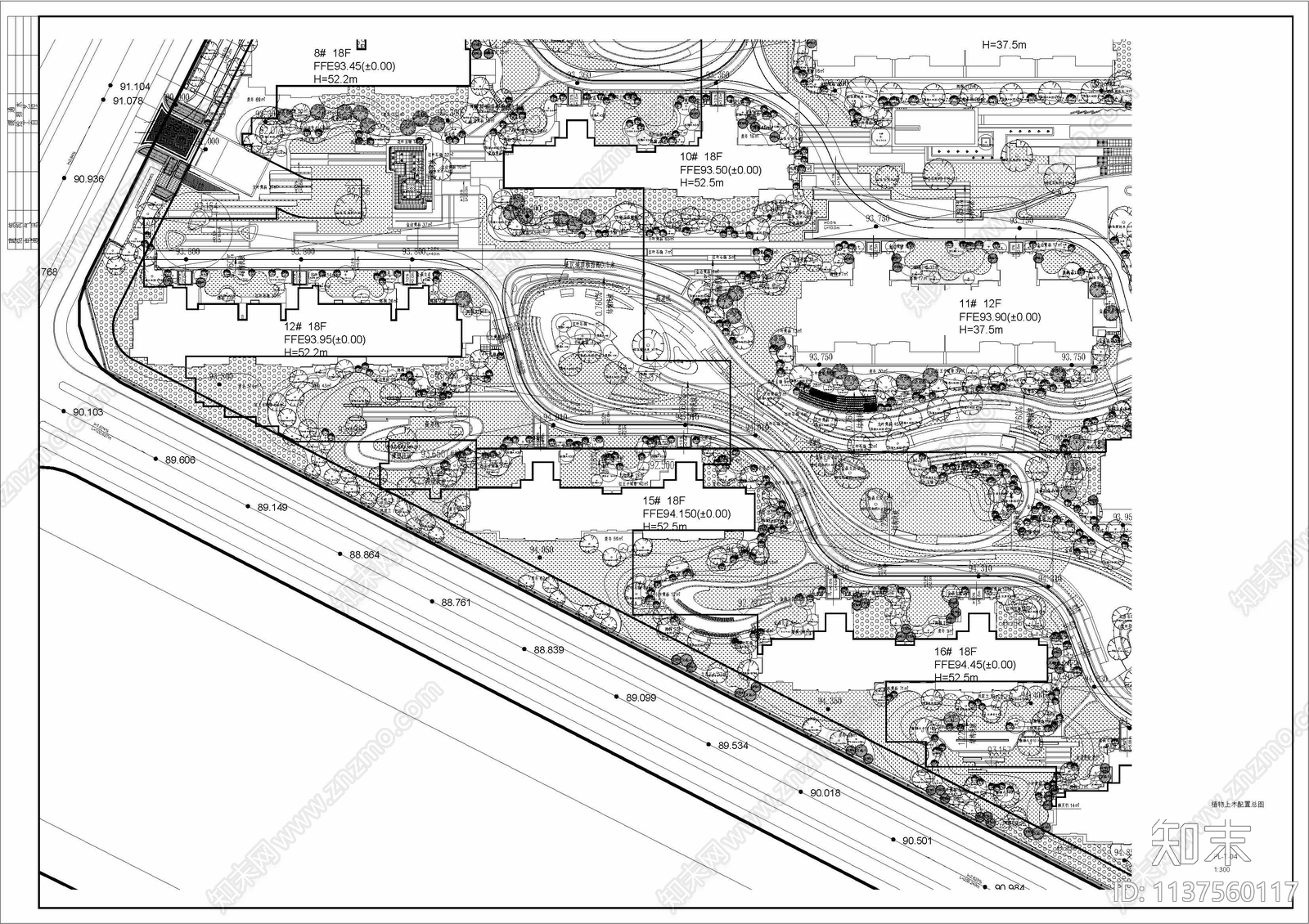 济南龙湖春江郦城住宅景观平面图cad施工图下载【ID:1137560117】
