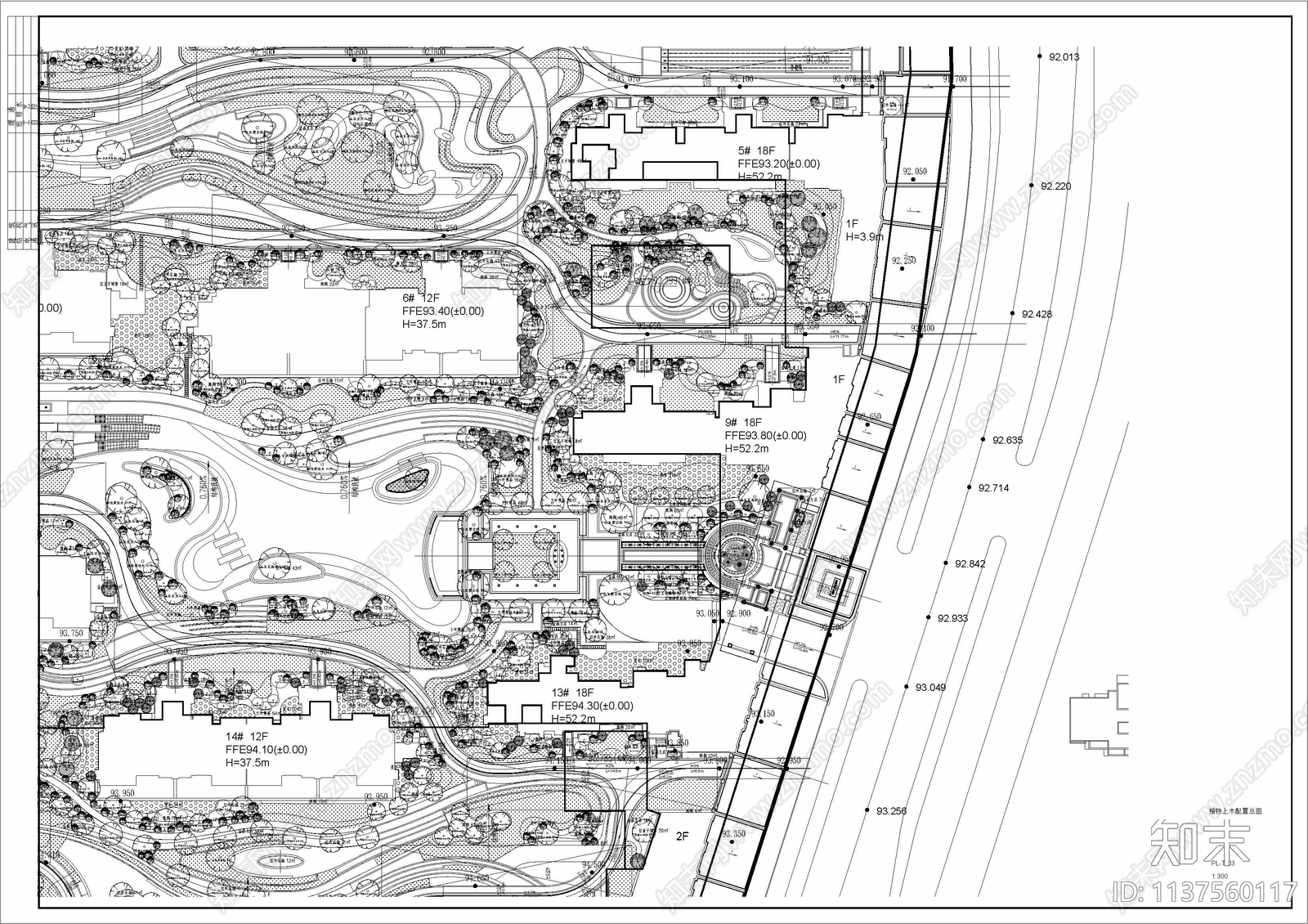 济南龙湖春江郦城住宅景观平面图cad施工图下载【ID:1137560117】