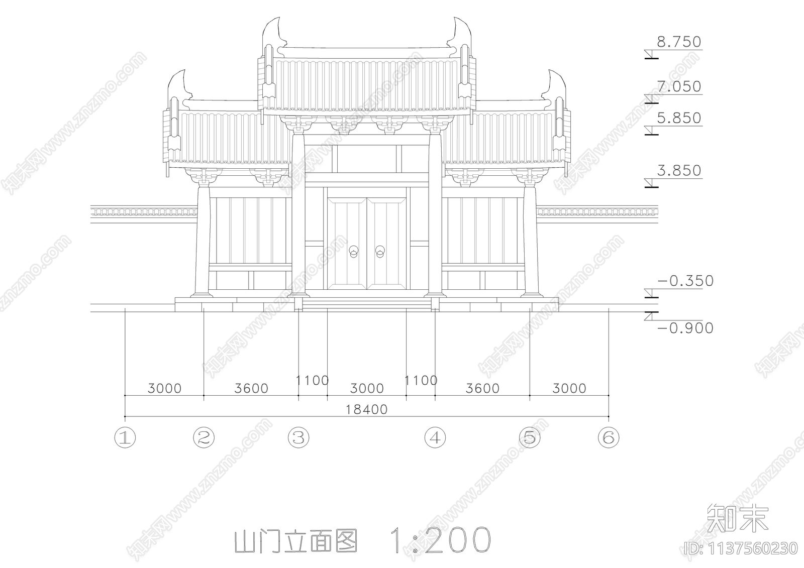 山门古建详图cad施工图下载【ID:1137560230】