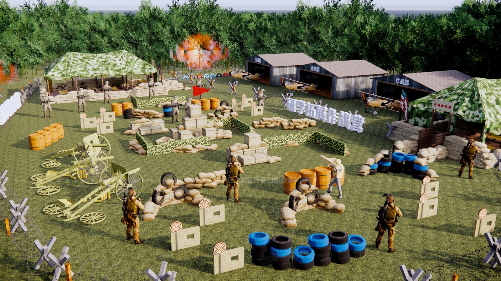 现代真人CS基地SU模型下载【ID:1137560168】