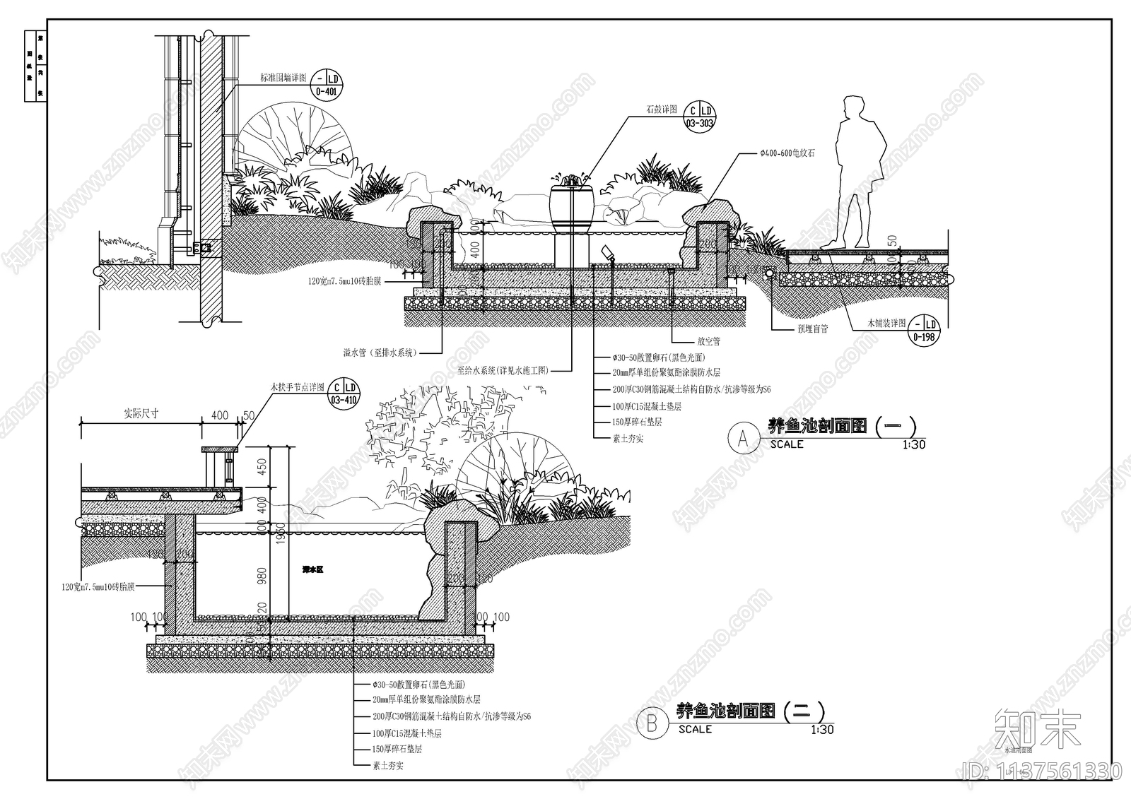 景观水系养鱼池详图施工图下载【ID:1137561330】