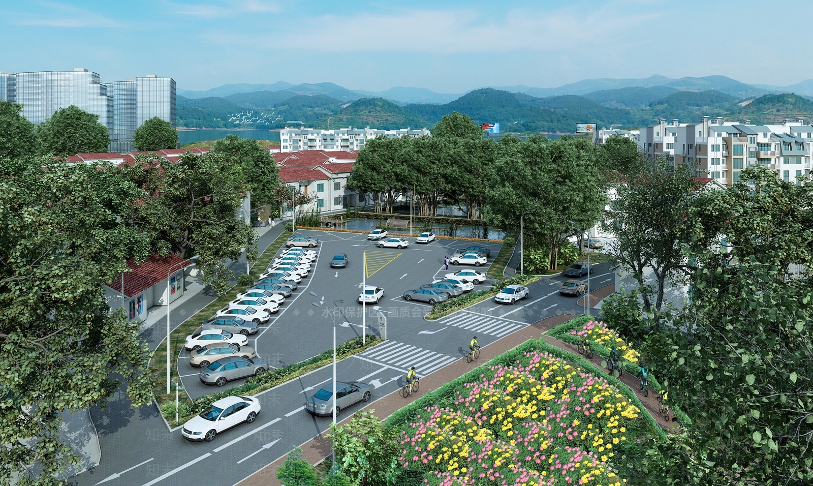 现代街道停车场3D模型下载【ID:1137569181】