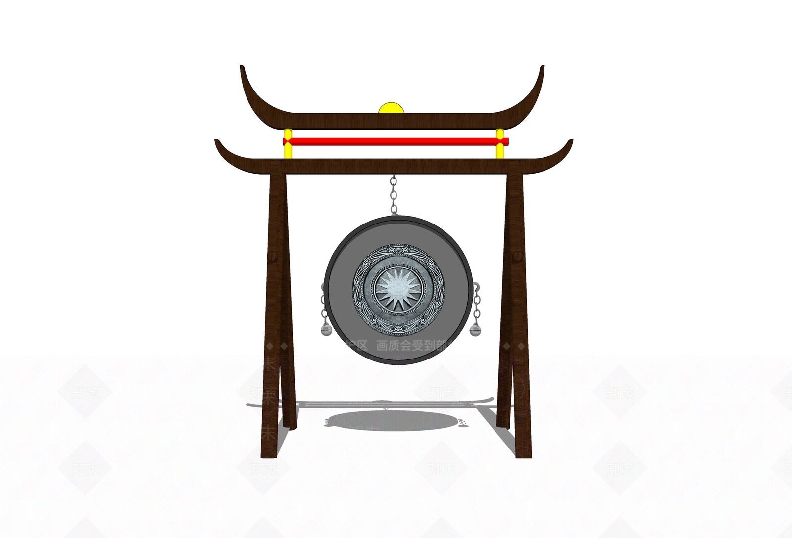 中式铜鼓小品SU模型下载【ID:1137577088】