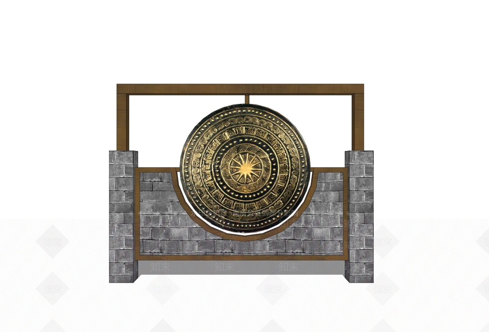 中式铜鼓小品SU模型下载【ID:1137577181】