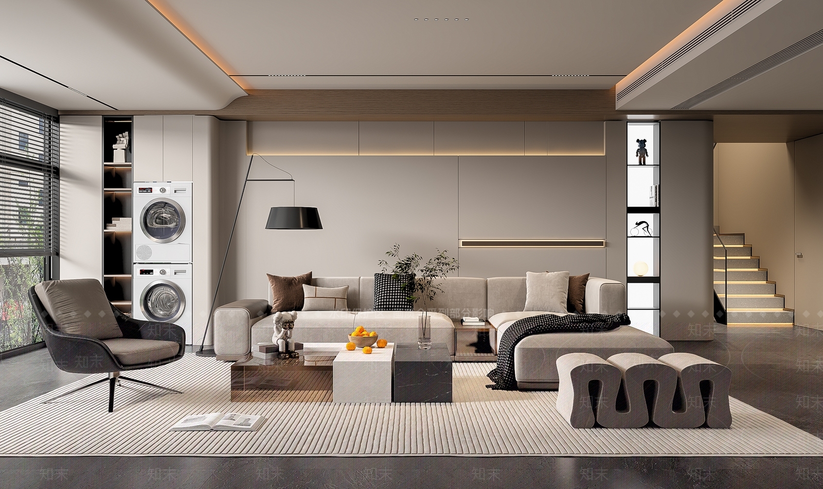 现代别墅客厅SU模型下载【ID:1137577148】