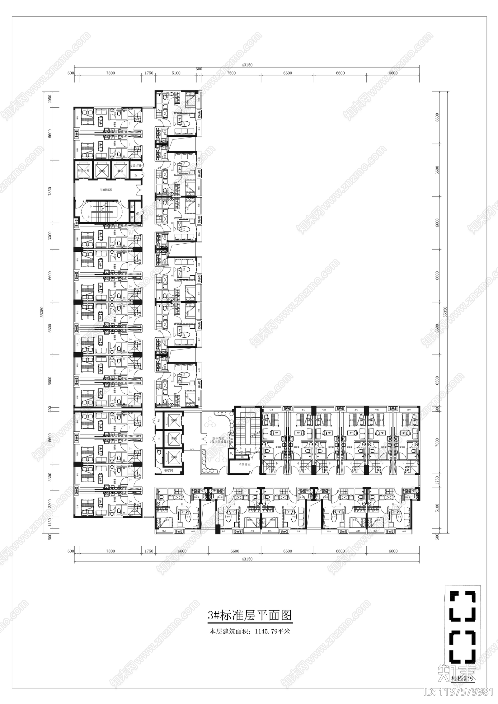 现代酒店公寓建筑效果图cad施工图下载【ID:1137579981】