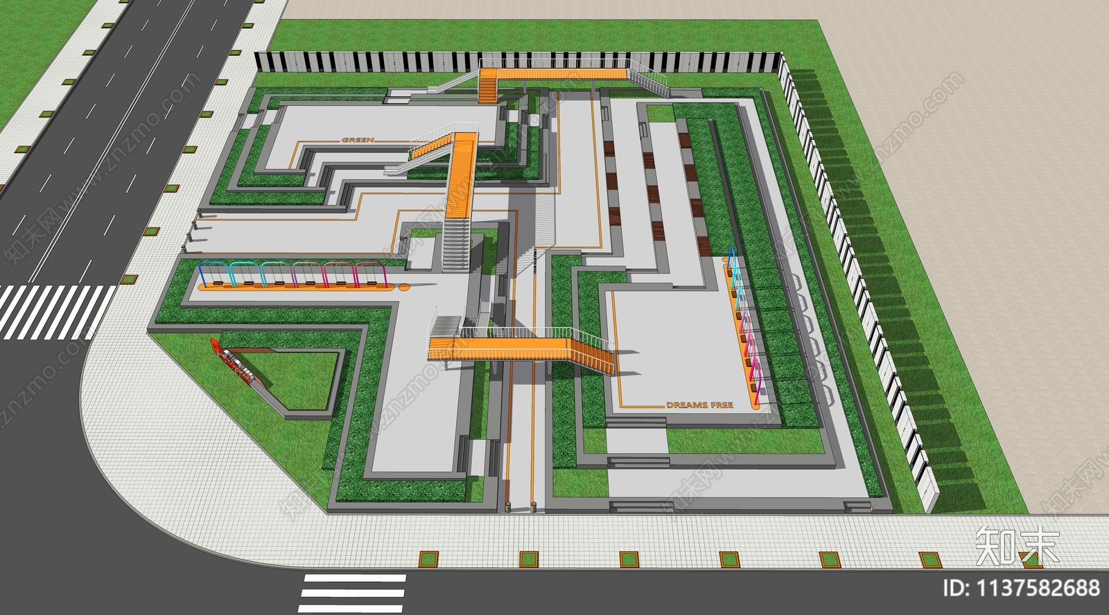 现代口袋公园SU模型下载【ID:1137582688】