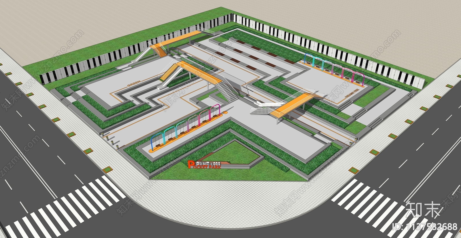 现代口袋公园SU模型下载【ID:1137582688】