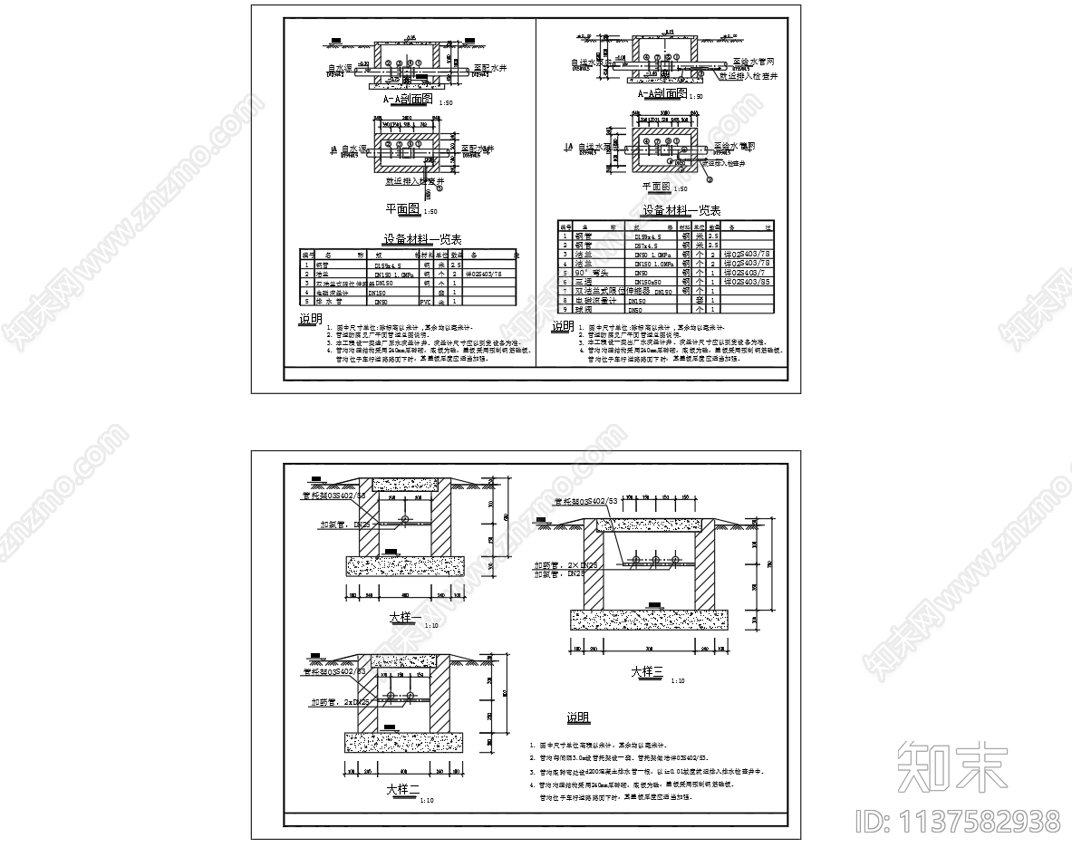 流量计井及管沟大样cad施工图下载【ID:1137582938】
