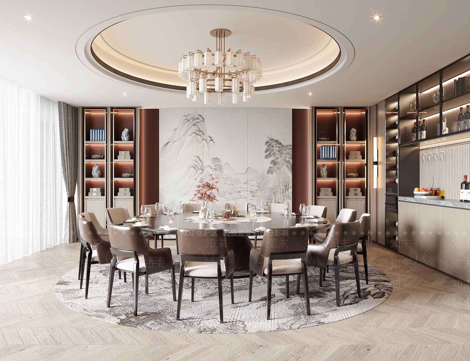 新中式餐厅包间3D模型下载【ID:1137584714】