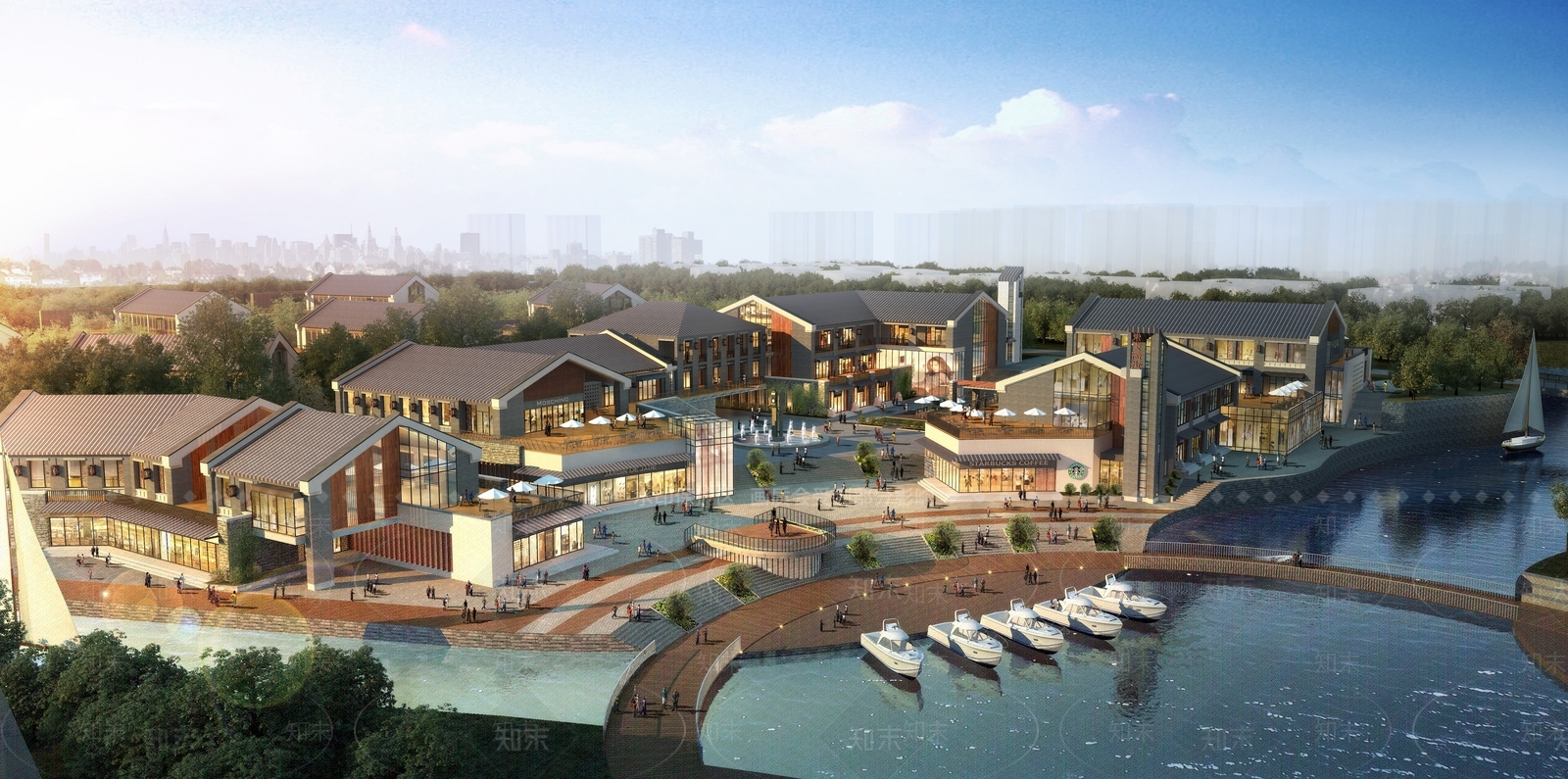 中式坡屋顶酒店SU模型下载【ID:1137851050】