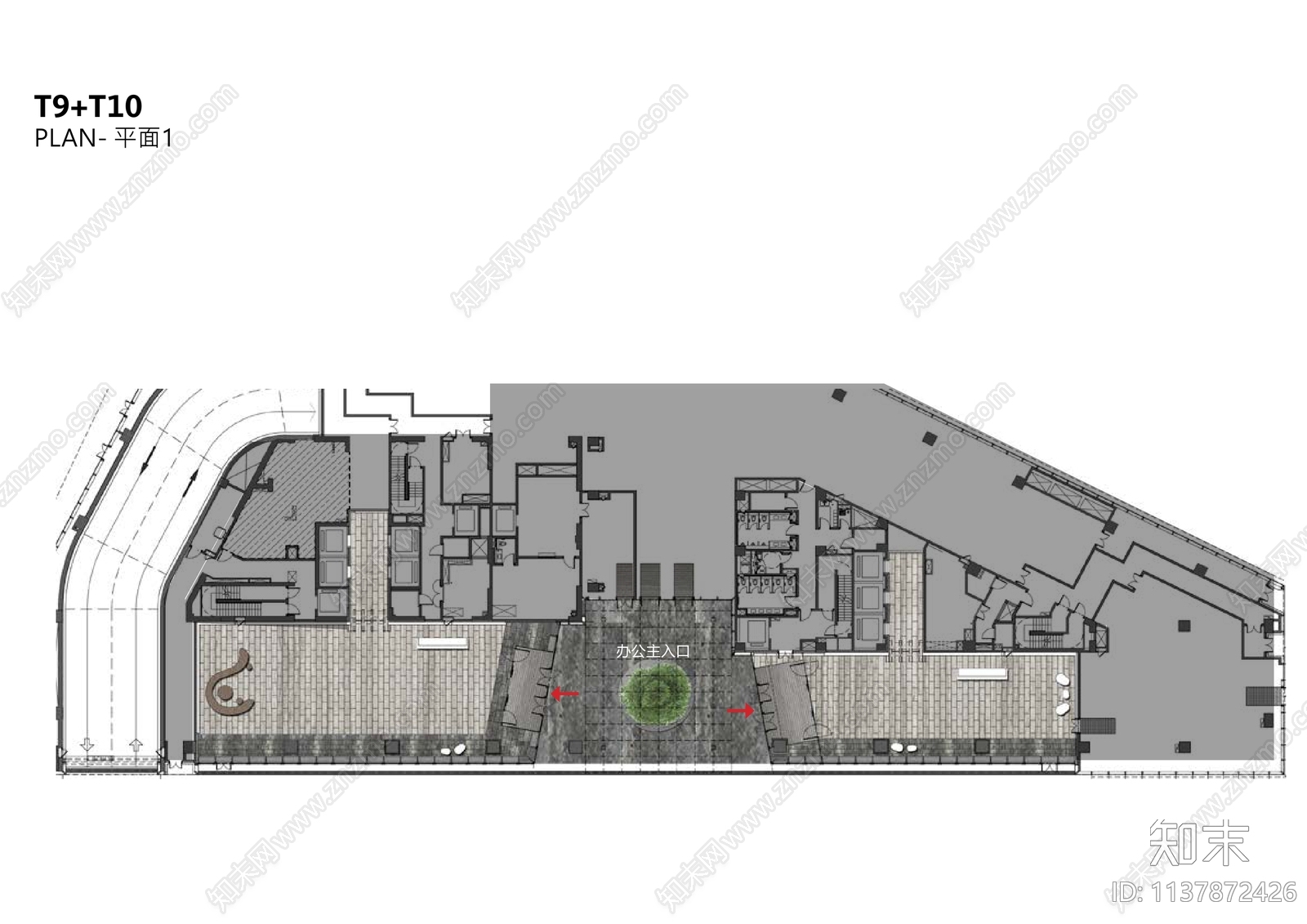 上海虹桥商务区核心区办公楼效果图cad施工图下载【ID:1137872426】