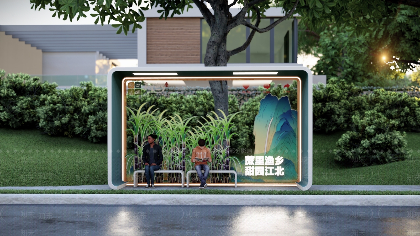 现代候车亭SU模型下载【ID:1137590522】