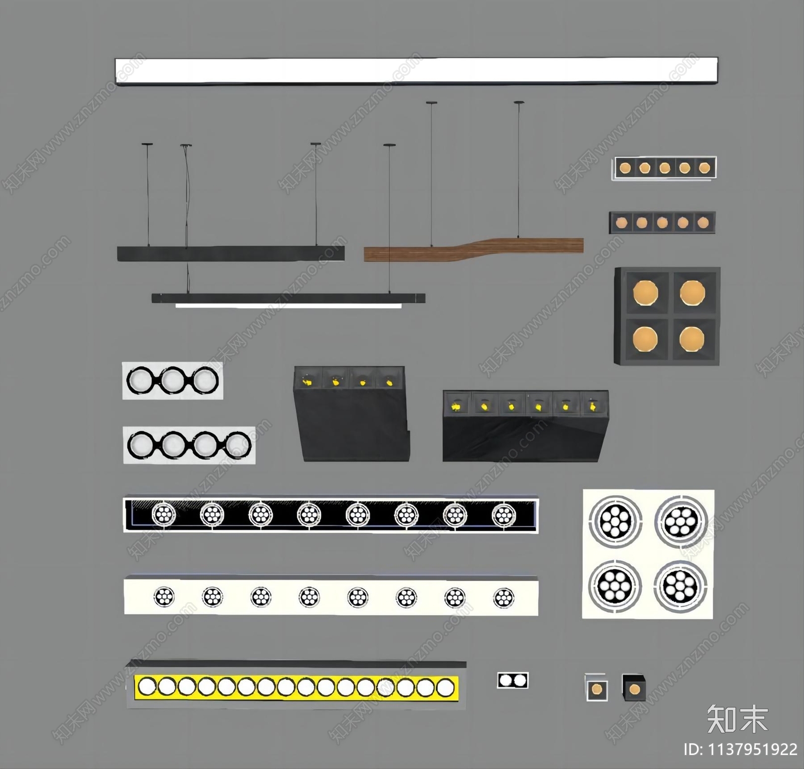 现代灯具组合SU模型下载【ID:1137951922】