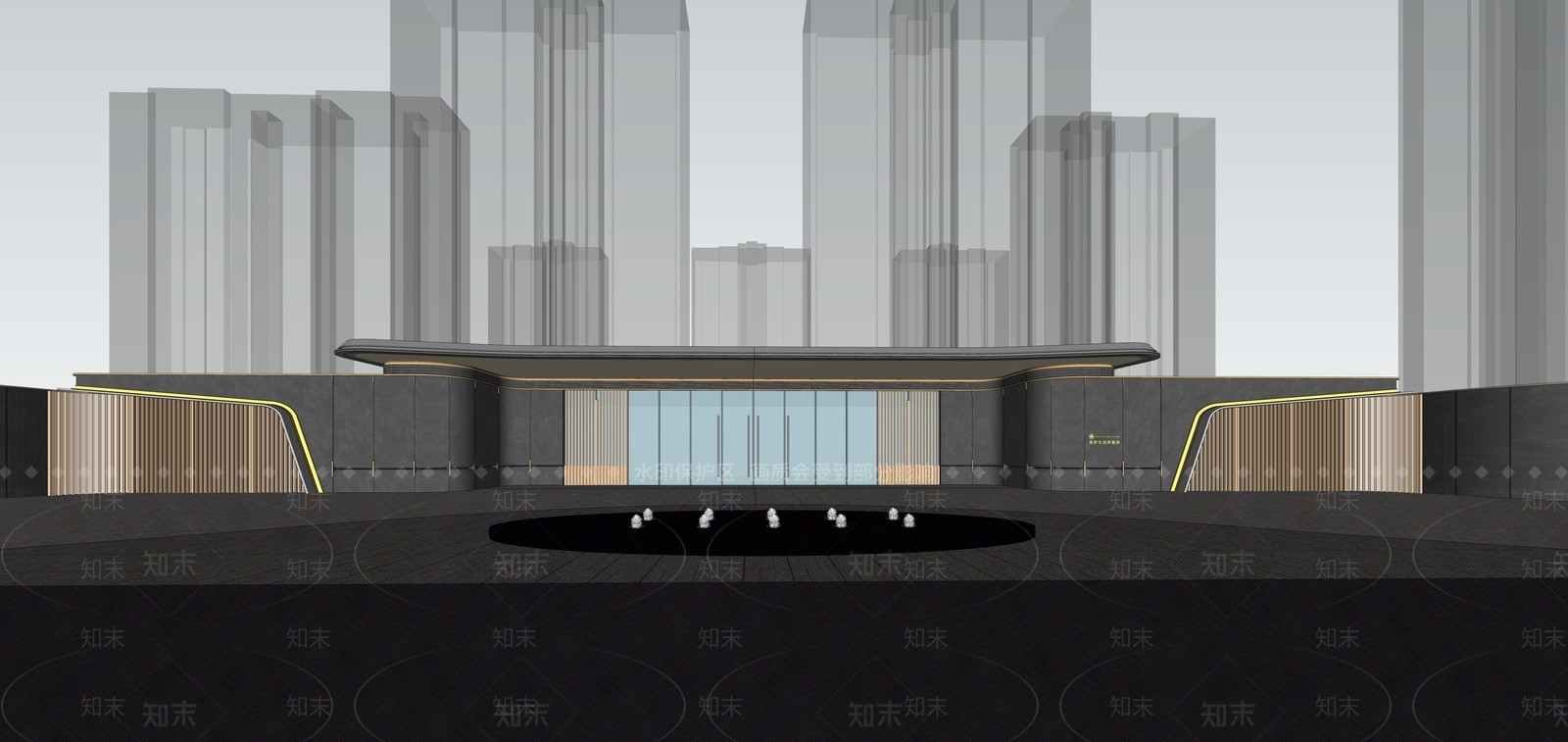 现代精致社区主入口SU模型下载【ID:1137610186】