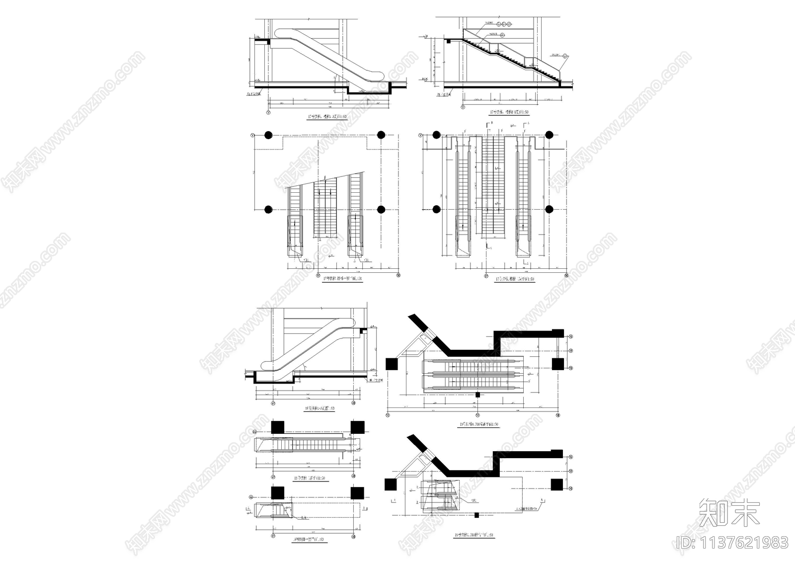 44套建筑楼梯大样施工图下载【ID:1137621983】