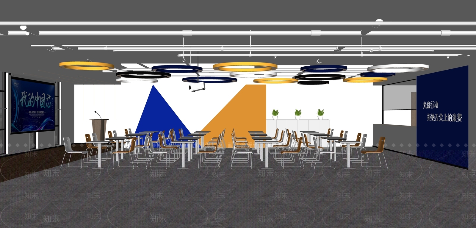 现代学校食堂SU模型下载【ID:1137623928】