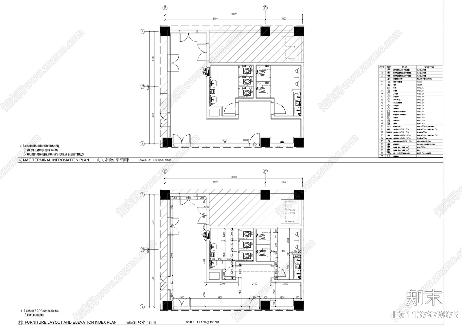 万达商场电梯厅施工图下载【ID:1137979875】