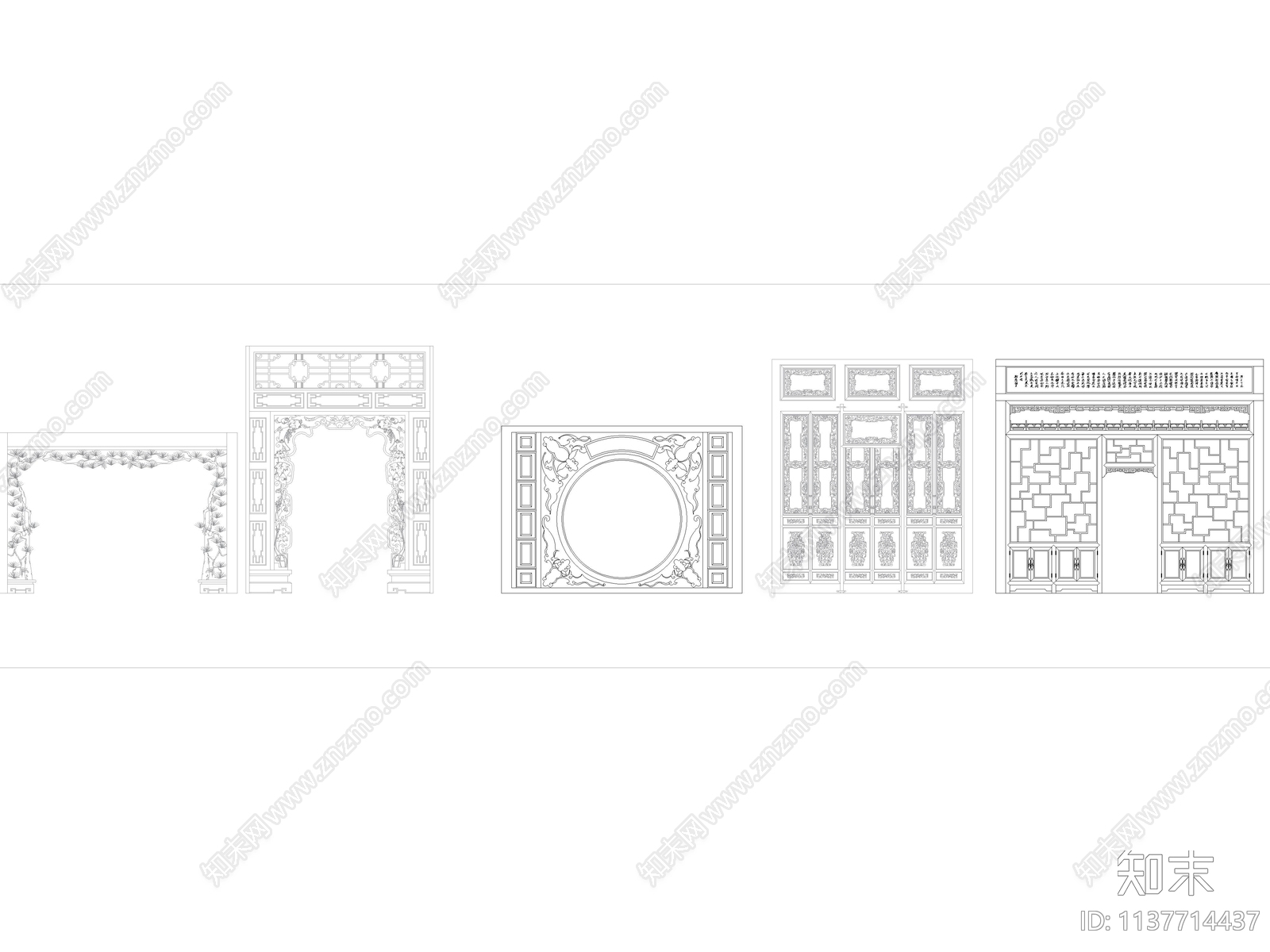 中式隔断cad施工图下载【ID:1137714437】