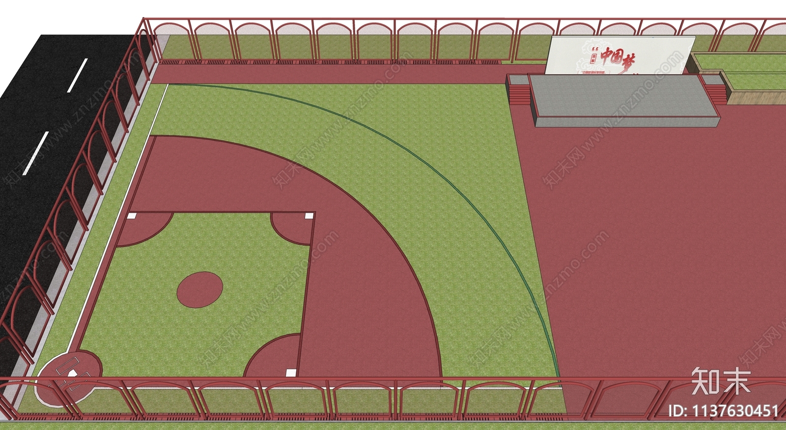 现代校园棒球场SU模型下载【ID:1137630451】