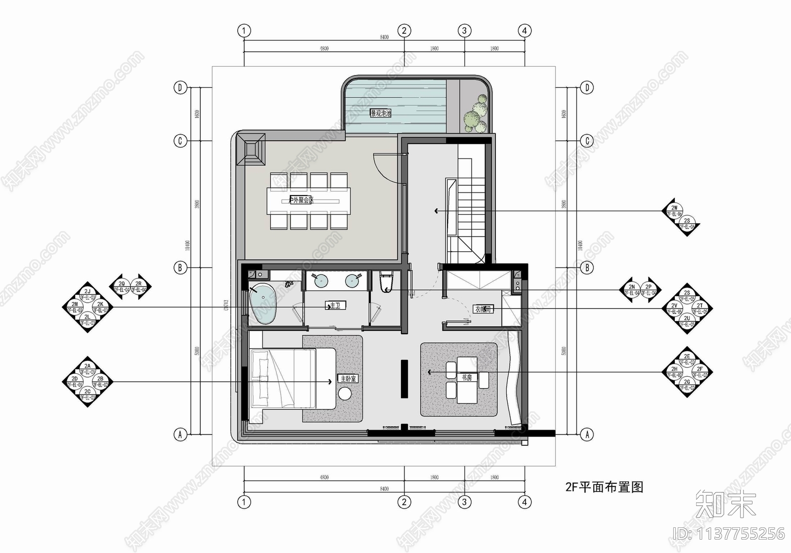 180㎡小别墅家装cad施工图下载【ID:1137755256】