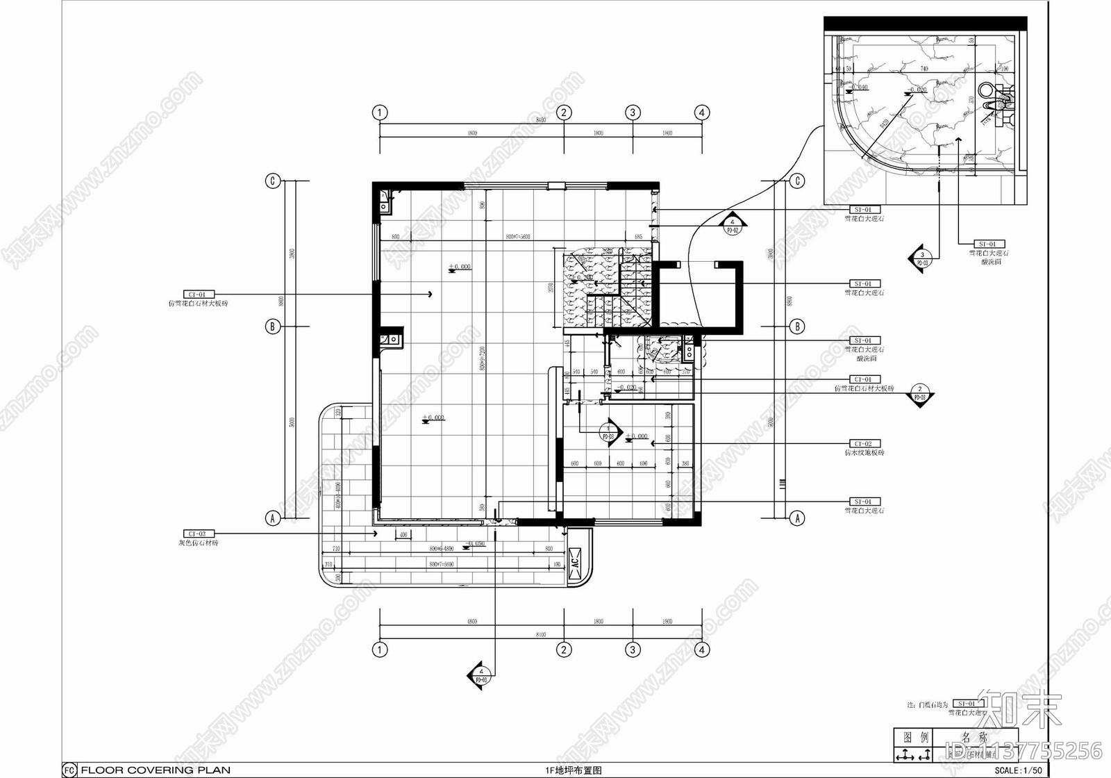 180㎡小别墅家装cad施工图下载【ID:1137755256】