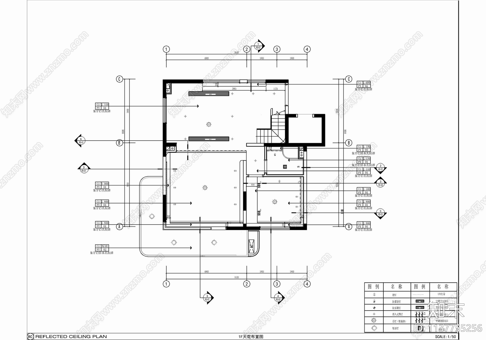 180㎡小别墅家装cad施工图下载【ID:1137755256】