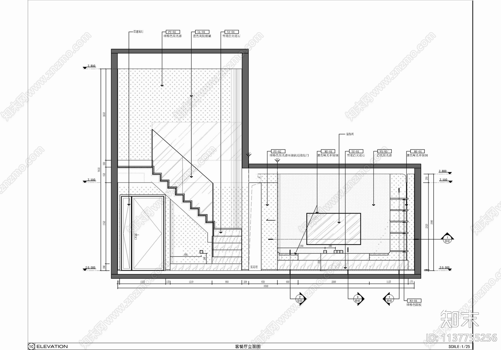 180㎡小别墅家装cad施工图下载【ID:1137755256】