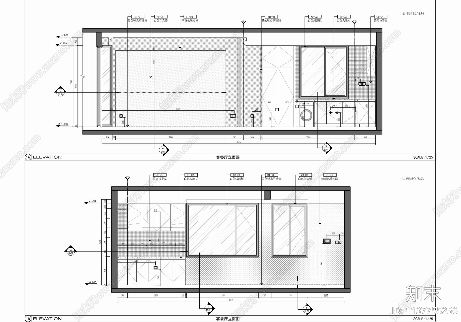 180㎡小别墅家装cad施工图下载【ID:1137755256】