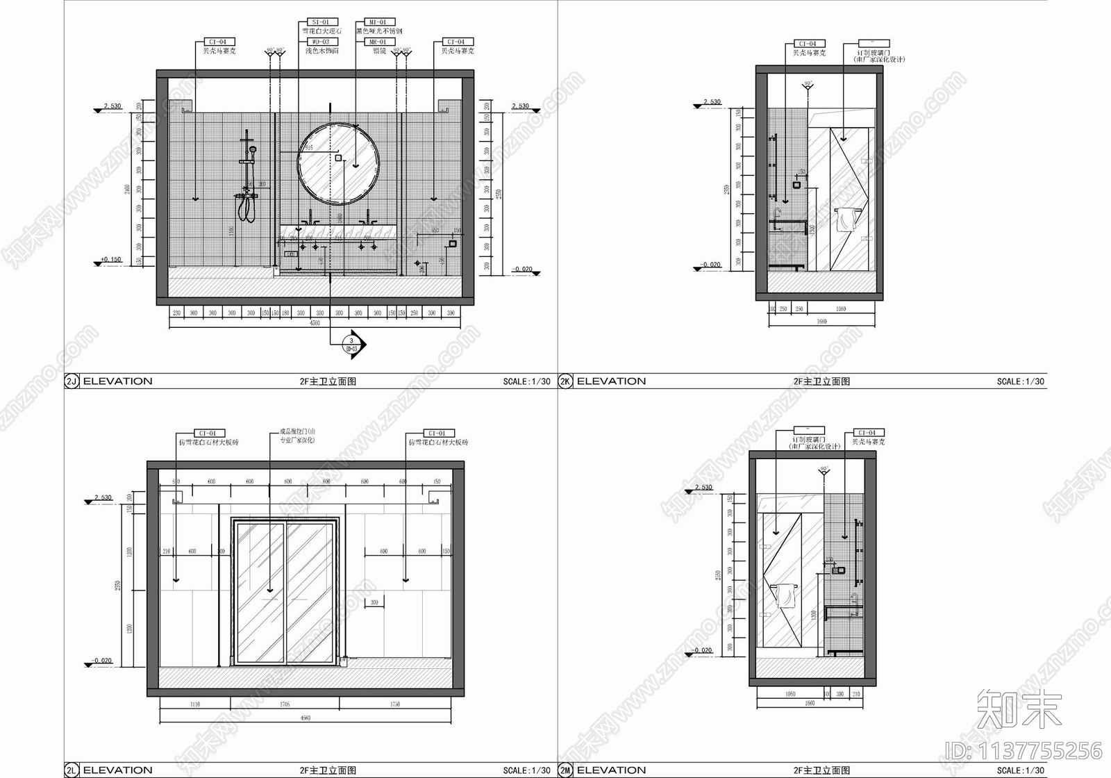 180㎡小别墅家装cad施工图下载【ID:1137755256】