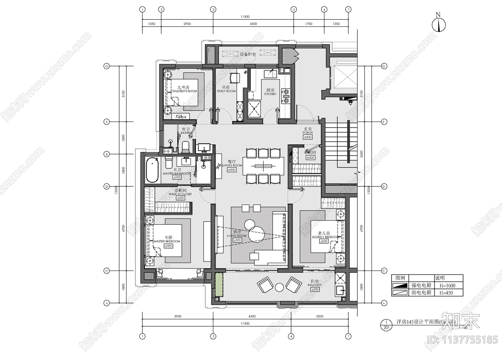 143㎡家装大平层样板间室内cad施工图下载【ID:1137755185】