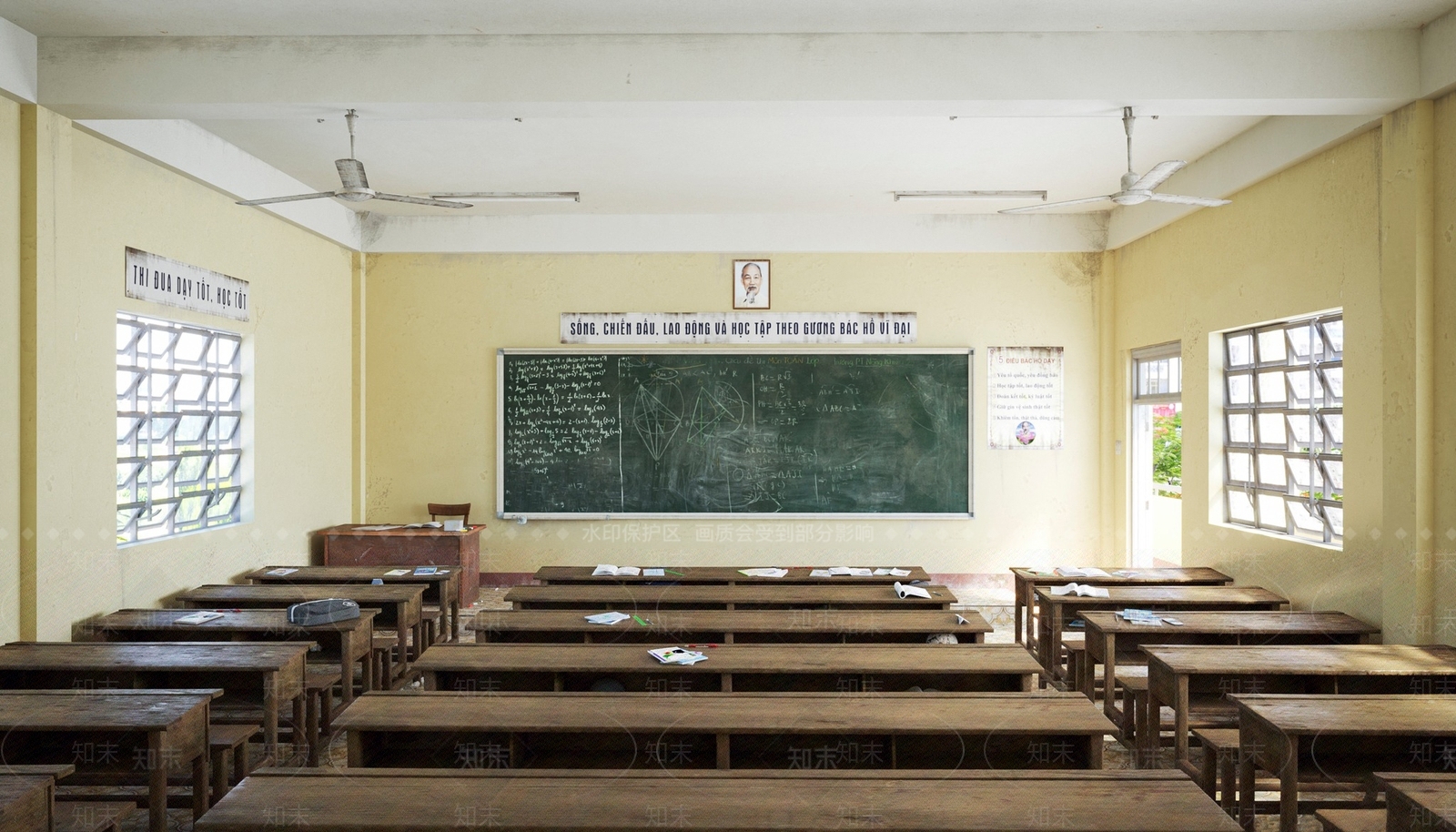 现代怀旧学校教室SU模型下载【ID:1137632130】